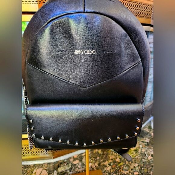 Authentic Jimmy Choo Cassie black leather studded backpack - Picture 1 of 15